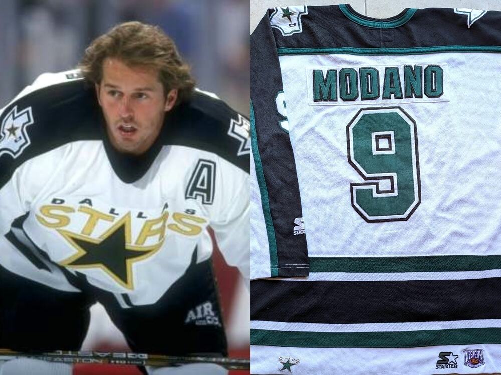 Mike MODANO #9 Dallas Stars 90s STARTER jersey XL white home NHL hockey vintage